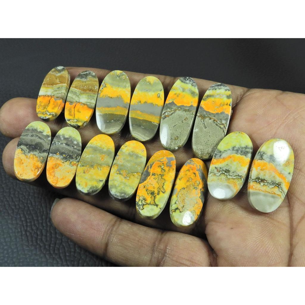Natural Bumble Bee Jasper Matched Pair Oval Cabochon Gemstone 07 Pair Lot C-3508