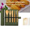 Bambus Geschirr Essstäbchen Löffel Gabel Set mit Aufbewahrungsorganizer Picknick Outdoor Grill Besteckset