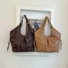 Tote Bag Women PU Single Shoulder Studded Large Capacity Multi Pocket Adjustable Strap Daily