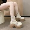 Fashion Autumn Platform Thick Bottom Woman Ankle Boot Fashion Hollow Out Breathable Shoes Ladies Elegant Lace Mordern Sandalias Booties