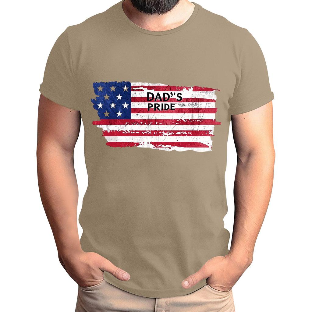 Men's Father's Day Flag Printed T-Shirt Men's Loose Casual Short Sleeve Top