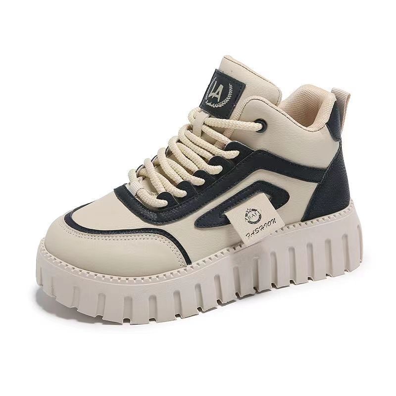 Sneakers Female Students 2025 New Autumn Comfortable Women's Shoes Popular High-top Small Versatile Height-increasing White Shoes