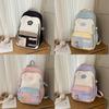 Blocked Cute Color Large Capacity Student Backpack With Pendant For Teens