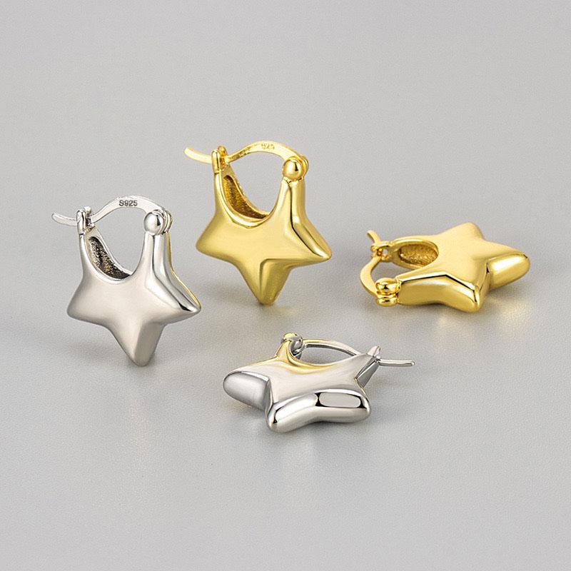 925 Sterling Silver Earrings For Women Trendy Gold Color Geometric Earring Jewelry Prevent Allergy Party Accessories Gift