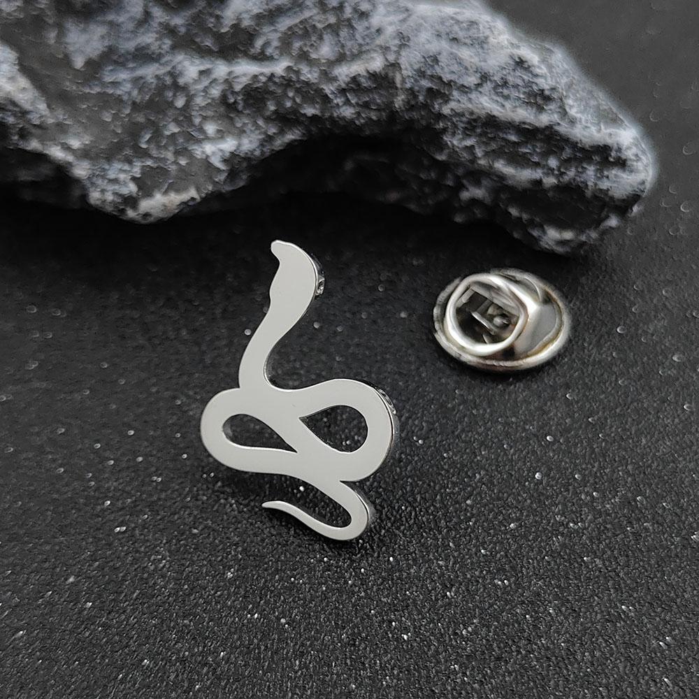 Symbol Culture Stainless Steel Brooch, Ancient Mythological Serpent Symbol Badge, Jewelry for Health and Guardianship.