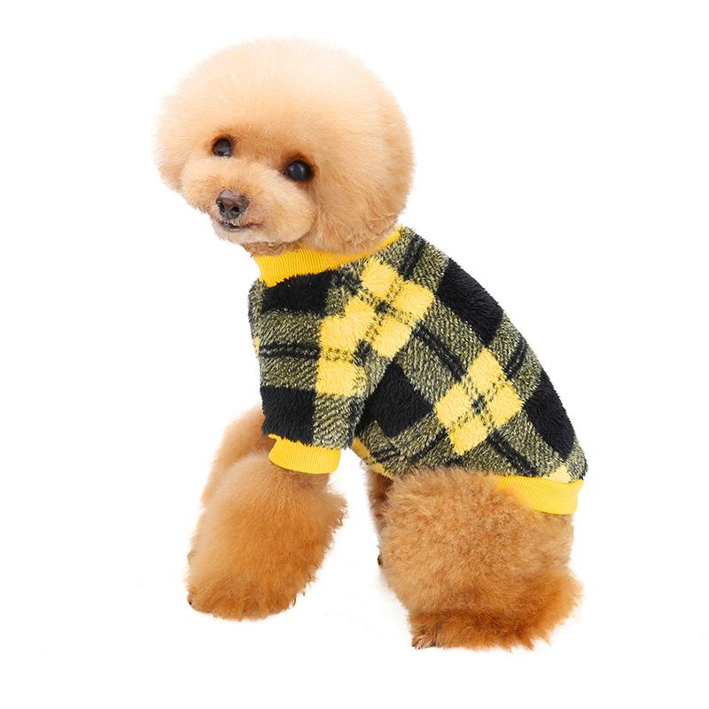 Dog clothes dopamine pet clothes thickened warm dog fleece classic plaid teddy fight dog clothes