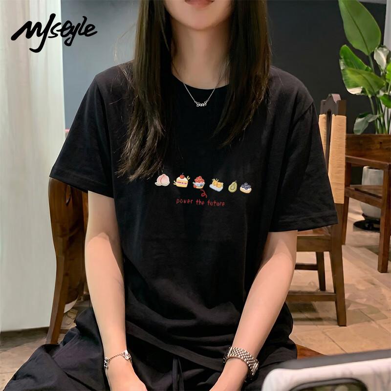 MJ STYLE Women s Letter Print Short Sleeve T-shirt XL