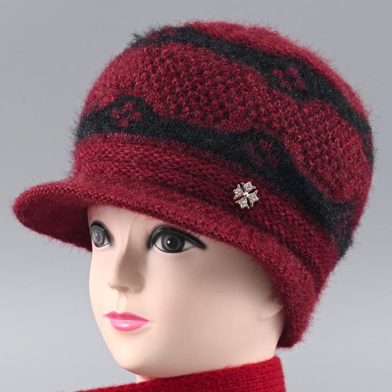 Winter New Velvet Warm Wife Hat Versatile Old Hat Women's Cold-proof Knitted Wool Hat