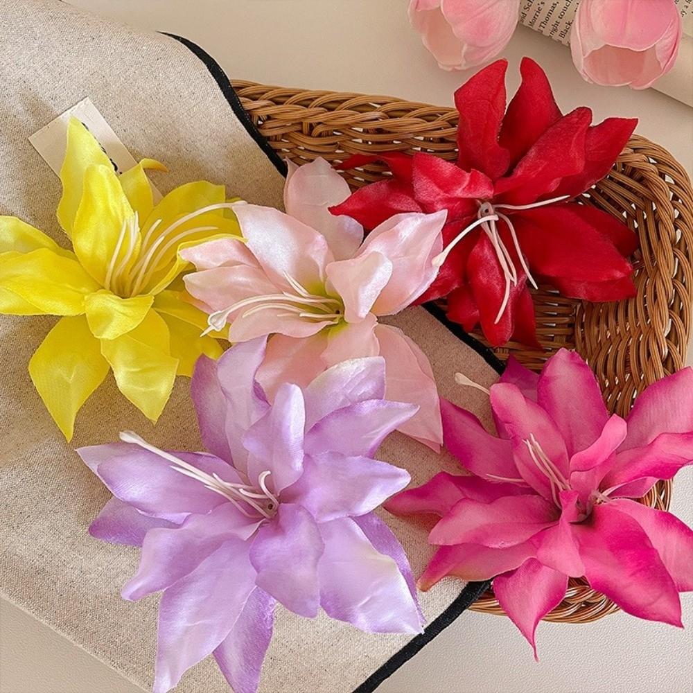 Französischer Vintage Lilienblumen Haarspange Simulation Blume Blume Haifischklemme Haaraccessoires