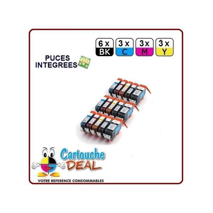

Lot 15 cartouches compatibles CANON PGI-520 CLI-521 - Cartridge Deal - Black and colors