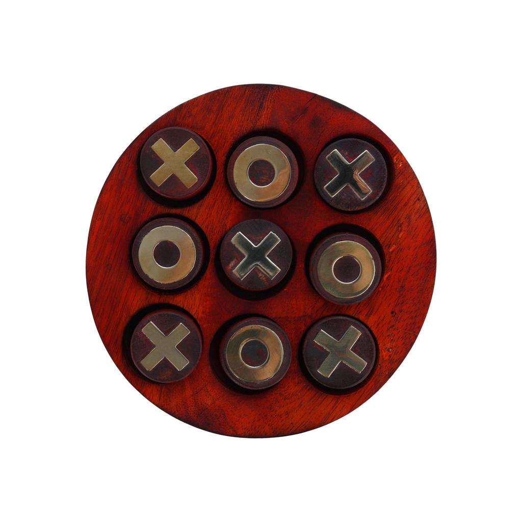 Shriji Crafts Premium Holz Rund Tic Tac Toe, Farbe Orange, Lernspielzeug