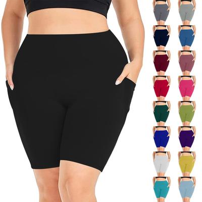 Velké dámské šortky na jógu pro motorkáře s vysokým pasem Běžecké sportovní šortky s kapsami