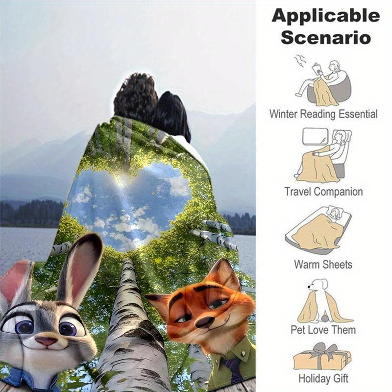 1pc, Zootopia Movie Characters Blanket Home Decor, Couch Cover, Outdoor Blanket, Gift for Friends, Flannel Fleece Blanket Suitable for Bed