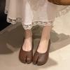New Style Popular Women Flats Shoes Woman Leather Comfy Ballet Flats Split Toe Soft Loafers Japanese Ladies Trotter Moccasins