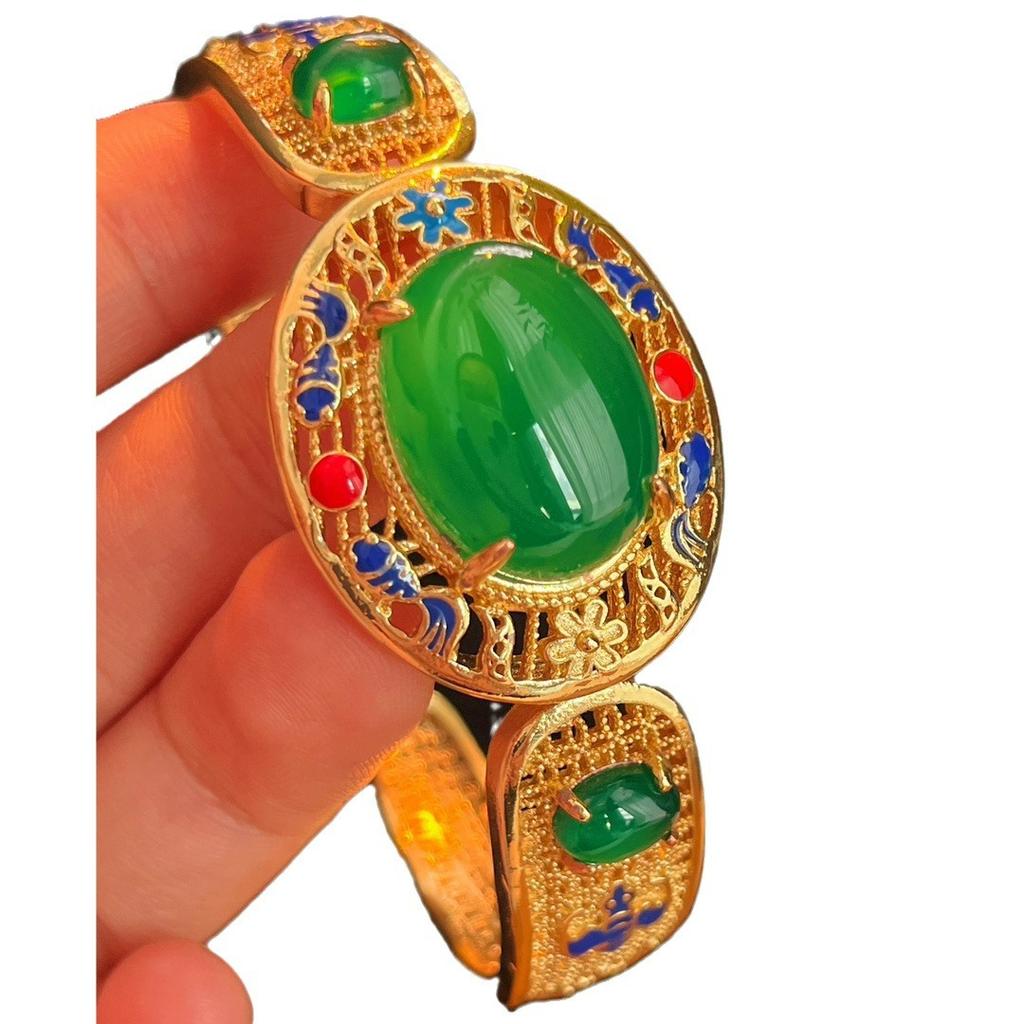 Full Green, Yang Green, Natural Agate Green Chalcedony Bracelet, Women'S Opening Is Slightly Inlaid, And The Real Shot Is Fidelity.