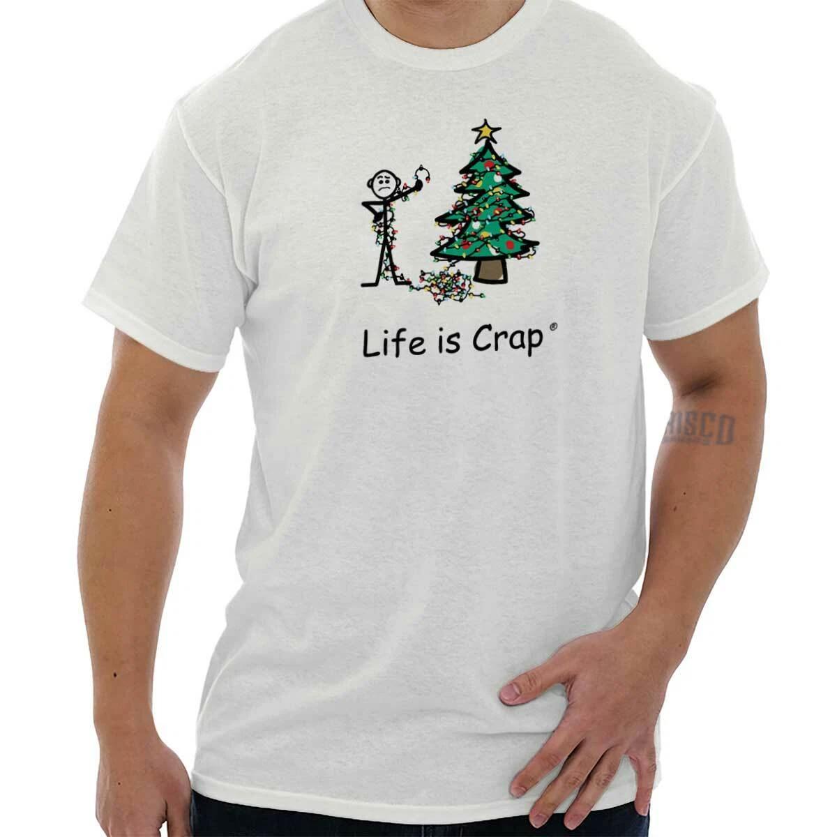 Life Is Crap Christmas Lights DIY Holiday Womens or Mens Crewneck T Shirt Tee M