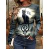 Fashion Women Long Sleeve Tops Casual Graphic 2025 Halloween Cat Tee Shirt Blouse Crewneck Fall Winter Streetwear Style Pullover