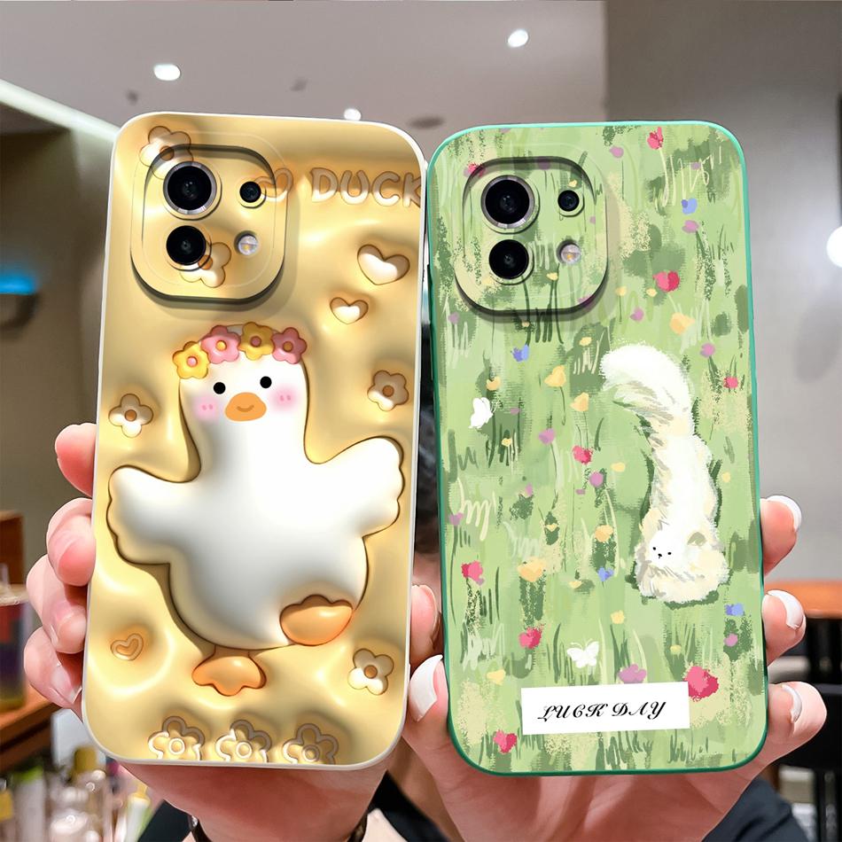 For Xiaomi Mi 11 Lite/Mi 11 Pro Phone Case Full Protection Cute Back Cover For Mi11 Lite Mi 11Pro Soft Liquid Silicone Bumpers