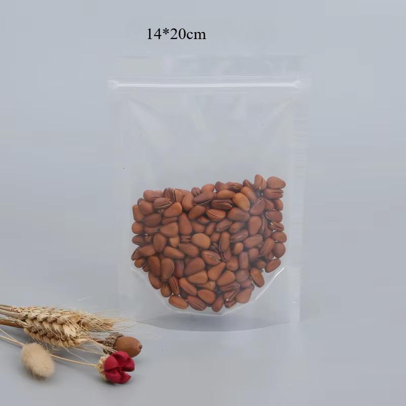 10PCS Transparent Plastic Ziplock Bag Standable Nut Grain Tea Leaf Moistureproof Waterproof Seal Bag Kitchen Storage Refill Bag