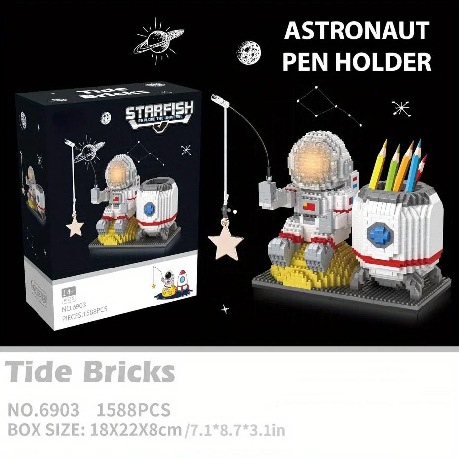 1588 Teile Astronauten-Bausteine Astronauten-Schreibtisch-Organizer Stifthalter Block-Sammlung