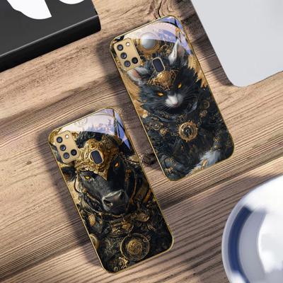 O Tigre da Coroa Para Samsung A 31 32 A33 A34 35 14 A15 13 16 25 26 50 52 53 54 55 56 70 71 72 73 Capa de celular de vidro dourado