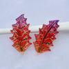 18pcs 21*39mm resin acrylic 1holes Christmas leaf decorative handicraft wedding festival jewelry Rhinestone  Embellishment