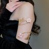 Twist Line Cuff Bangle for Women Pearl Bohemian Bracelet Fashion Flower Butterfly Arm Cuff  Summer