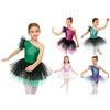 Girls Ballerina Tutu Dress One Shoulder Sleeveless Mermaid Fish Scales Print Camisole Leotard Halloween Dance Costume