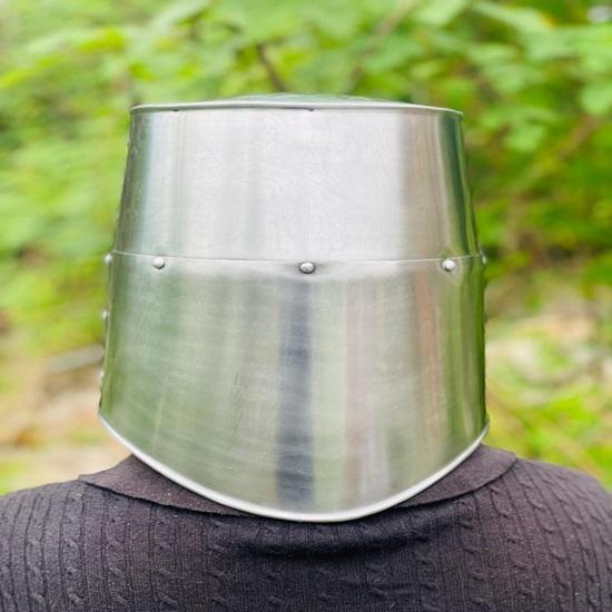 Templar Crusader Knight Helmet Medieval Great Helm, Larp And Cosplay Helmet ,Handmade Steel  Brass Cross Helmet , Collectible Gift