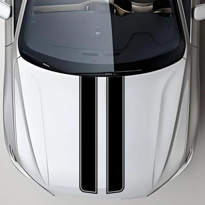 2PCS Sports Racing Car Engine Hood Stripe Sticker Waterproof PVC Self Adhesive Auto Body Vinyl Decal Car Decoration Accessories