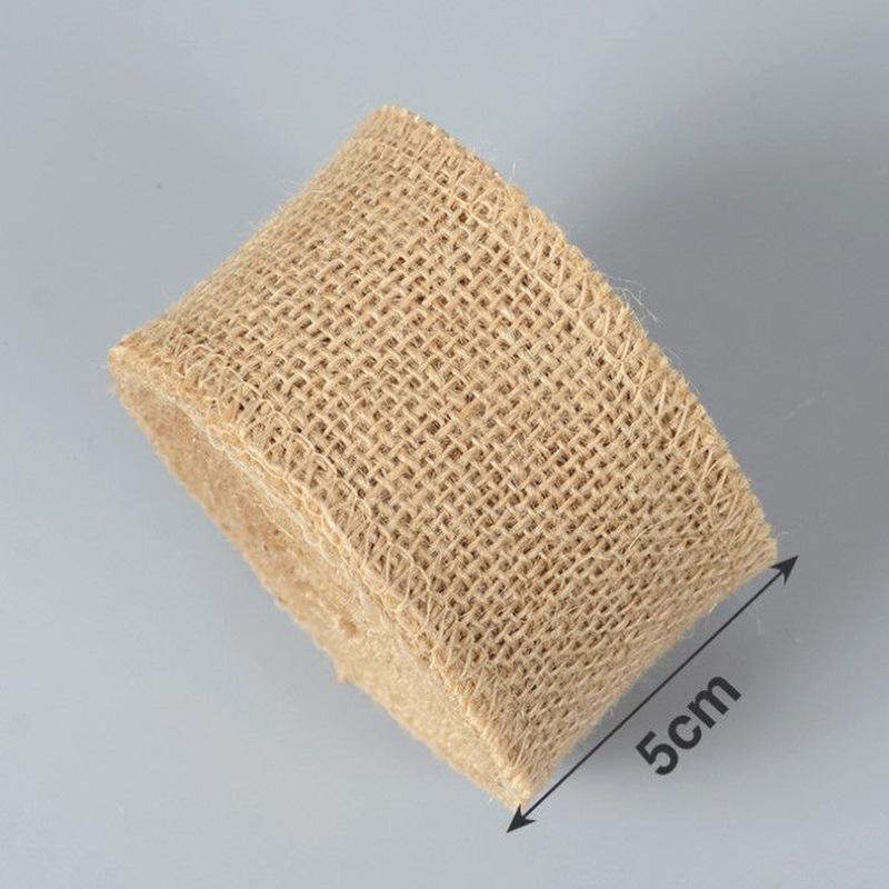 Jute Burlap Fållad Band DIY-väska Material Hampa Rep Flätad Linne Rulle Bröllopsfest Hantverk Dekorativ Gåva Sybehör