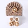 Elastic Infant Turban Hat Socks Set Soft Cotton Hat Sock Set Baby Headscarf Hat  Newborn Supplies