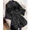 Women's Ice Silk Robe: Elegant, Sexy, and Thin Pajamas for Spring and Autumn.