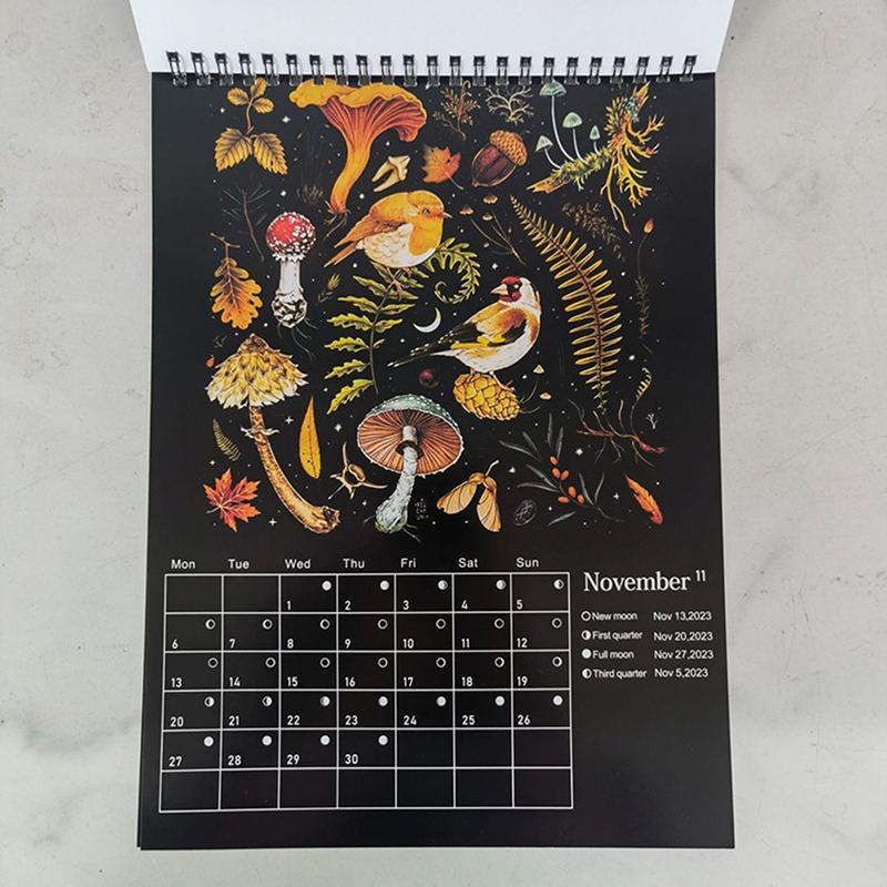 Mørk Skog Månekalender 2025 Inneholder 12 Originale Illustrasjoner Tegnet Gjennom Året 12 Månedlig Fargerik Veggkalender