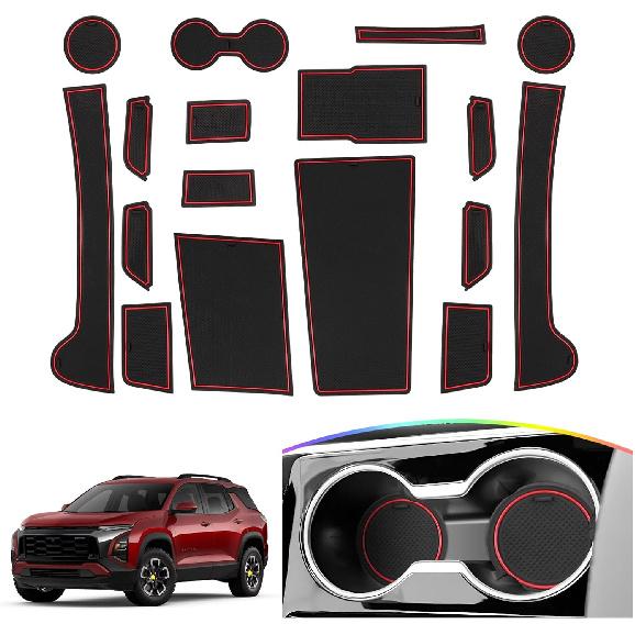 SKTU Door Slot Mat for 2025 2026 Chevrolet Equinox Door Groove Gate Pad 17Pcs Fit 2025 2026 Chevy Equinox Accessories Door Compartment Cup Center
