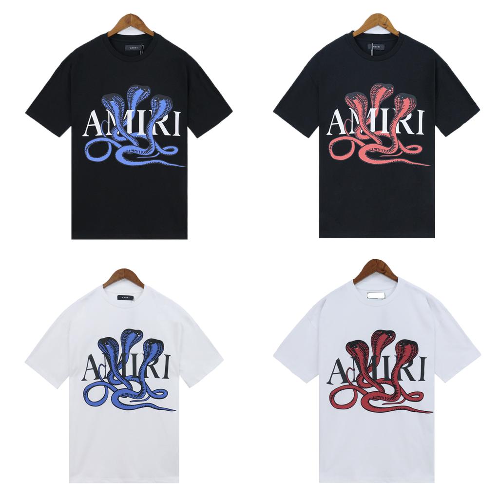 2205 Amiri 2025 Sommer Neue Männer und Frauen Lose Hochwertige Baumwolle Plus Größe T-shirt Paar T-Shirt Serpentine muster druck