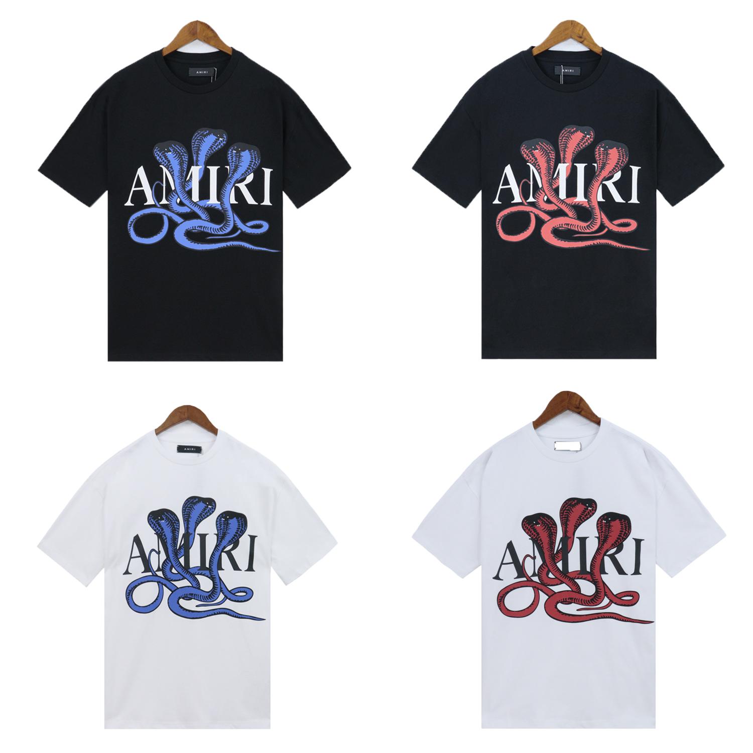 

2205 Amiri 2025 Summer New Men s and Women s Loose High Quality Cotton Plus Size T-shirt Couple T-Shirt Serpentine pattern print S
