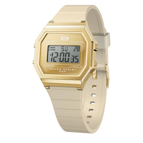 Authorized Ice-watch Watch, Men's and Women's, 022732, ICE Digit Retro, Metal, Gold, Mirror, Almond Skin, Small, 32mm, Digital