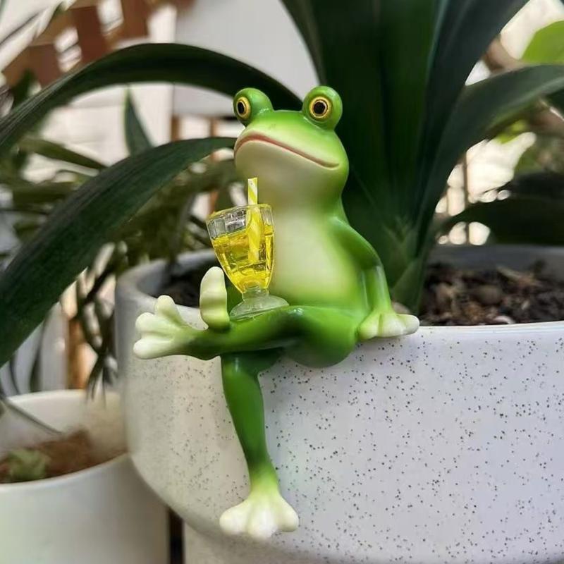 Frogs Statues Pot Huggers Decorations for Plant,Miniature Frogs Figurine Garden Decors Outdoor Plant Hangers Decors