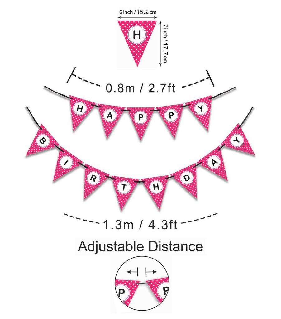 Inkdotpot Birthday Party Decorations Happy Birthday Party Garland Baby Girls Polka Dot Pennant Banner