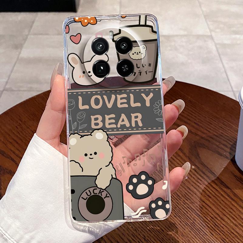 Jelly Casing For Realme GT5 Pro (240W) Funda Capa Clear Silicone Soft TPU Back Cover Cute Cat Rabbit Heart Protective Case Coque