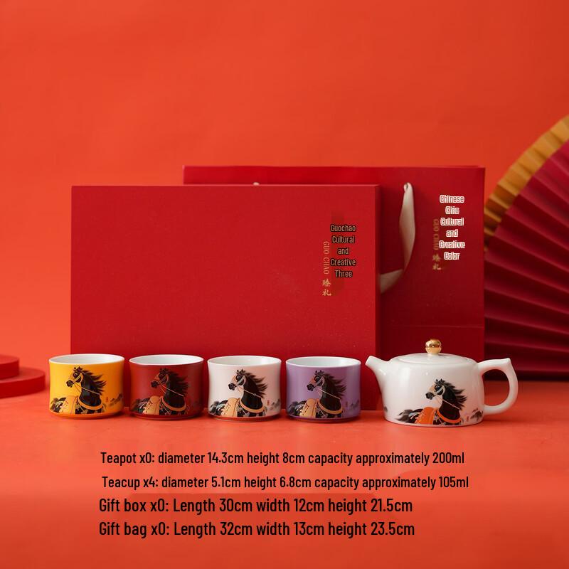 Zodiac Horse Ceramic Tea Set - Gift Box Edition