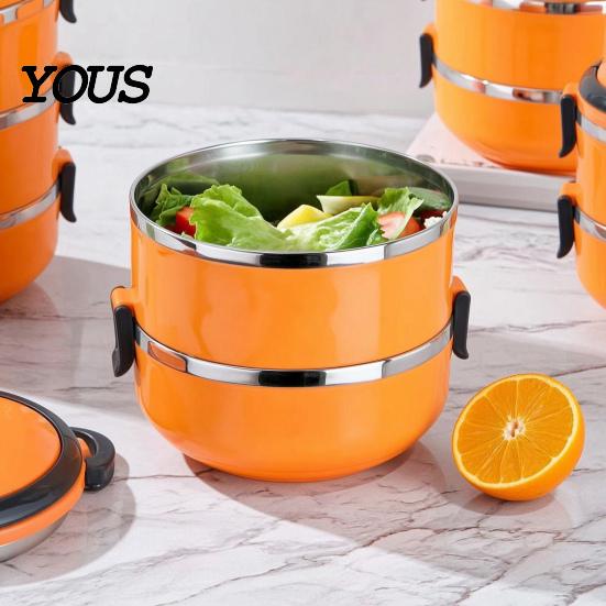 Separate Layer Bento Box Stackable Insulated Lunch with Handle, Stainless Steel Interior Easy Cleaning Portable Thermal Design, Leak-Proof Food