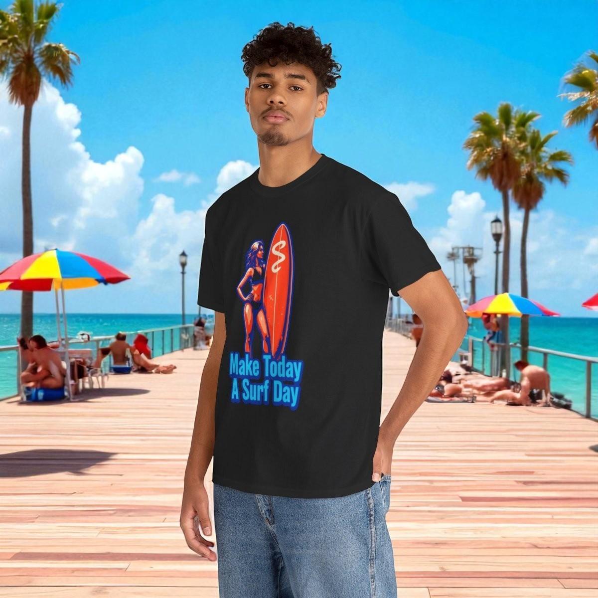 Surf Day Unisex Heavy Cotton Tee, Beach T-Shirt, Summer Apparel, Surfing Shirt XL
