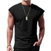 T-shirt décontracté à manches courtes rondes sans manches respirant pour hommes - Débardeur de sport d'été basique