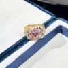 Exquisite Pink Diamond Butterfly Crown Ring: Fashionable, Versatile, Unique Design for Women