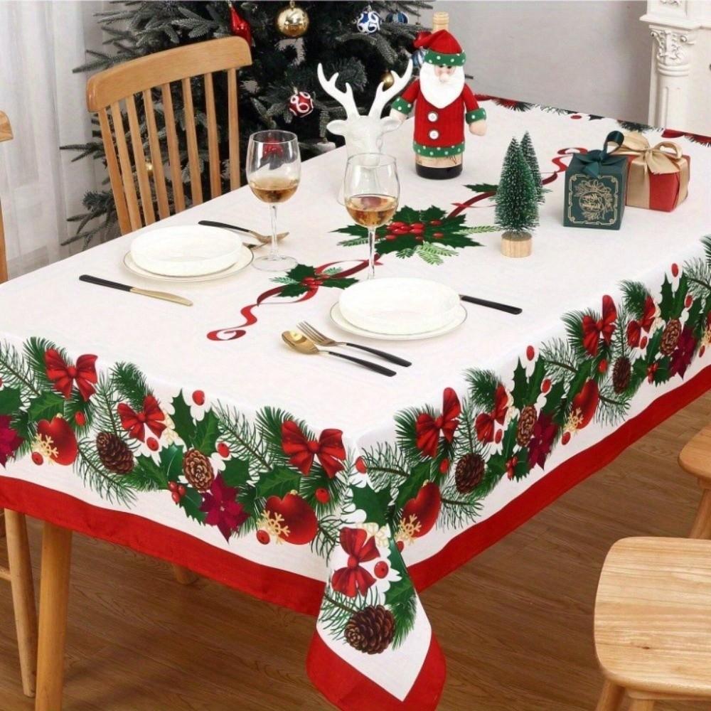 Creative Rectangle Decorative Table Cloth Reusable Christmas Themed Table Cover Dust-proof Xmas Tablecloth Festival Props