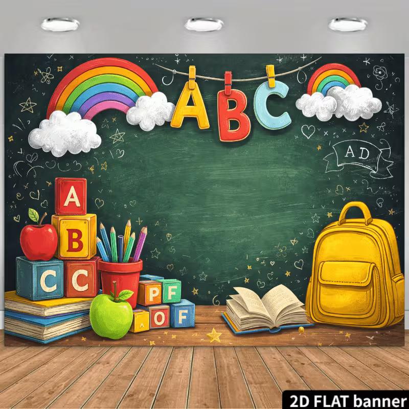 2D Preschool Alphabet Backdrop First Day School Shoot Banner