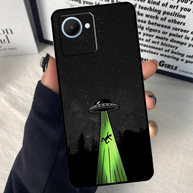 Cartoon Space Alien UFO For Realme C55 C75 C67 C63 C51 C61 C53 C35 C65 C71 11 12 13 14 Pro Plus GT6 GT7 15 Pro Case