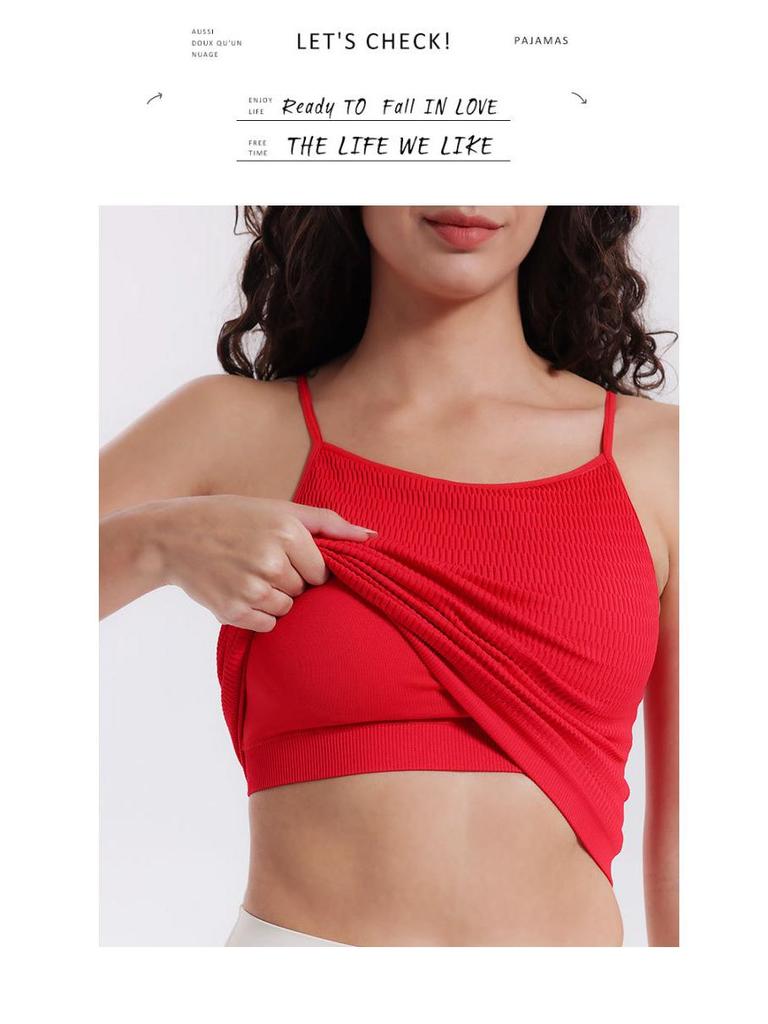 Yoga One-Piece Shockproof Camisole Sports Bra with Chest Pads & Beautiful Back Design for Women